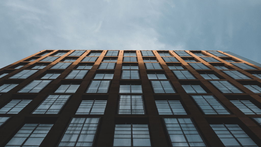 High rise building with cladding