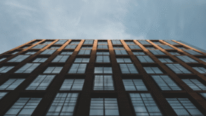 High rise building with cladding